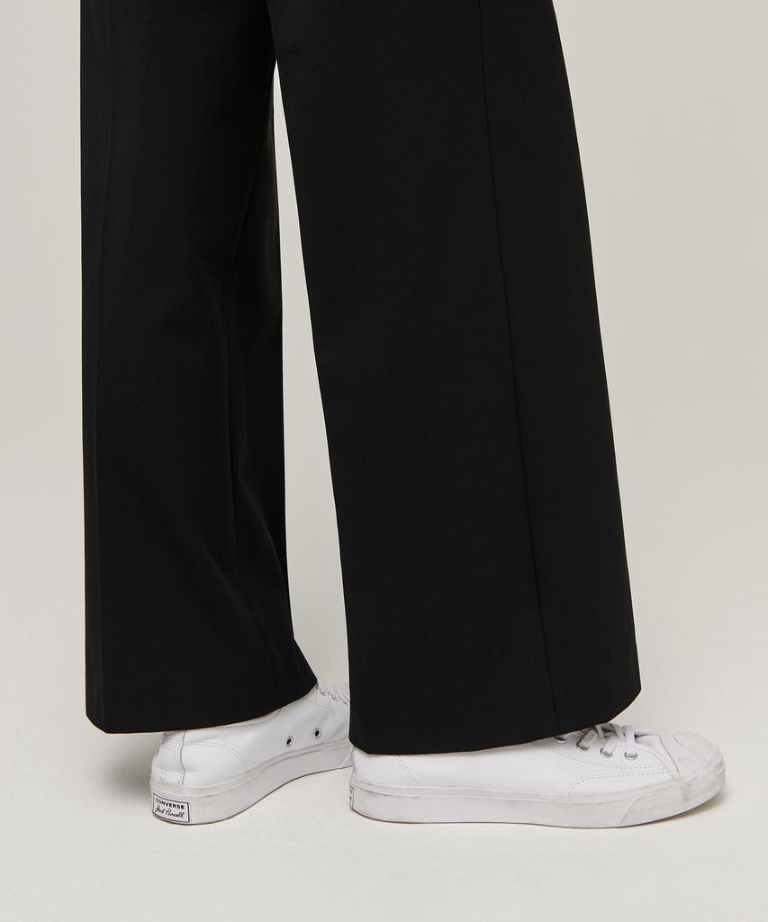 MUSINSA STANDARD WOMAN Women'S Heavyweight Fleece-Lined Wide Hidden Elastic Waist Slacks [Black]