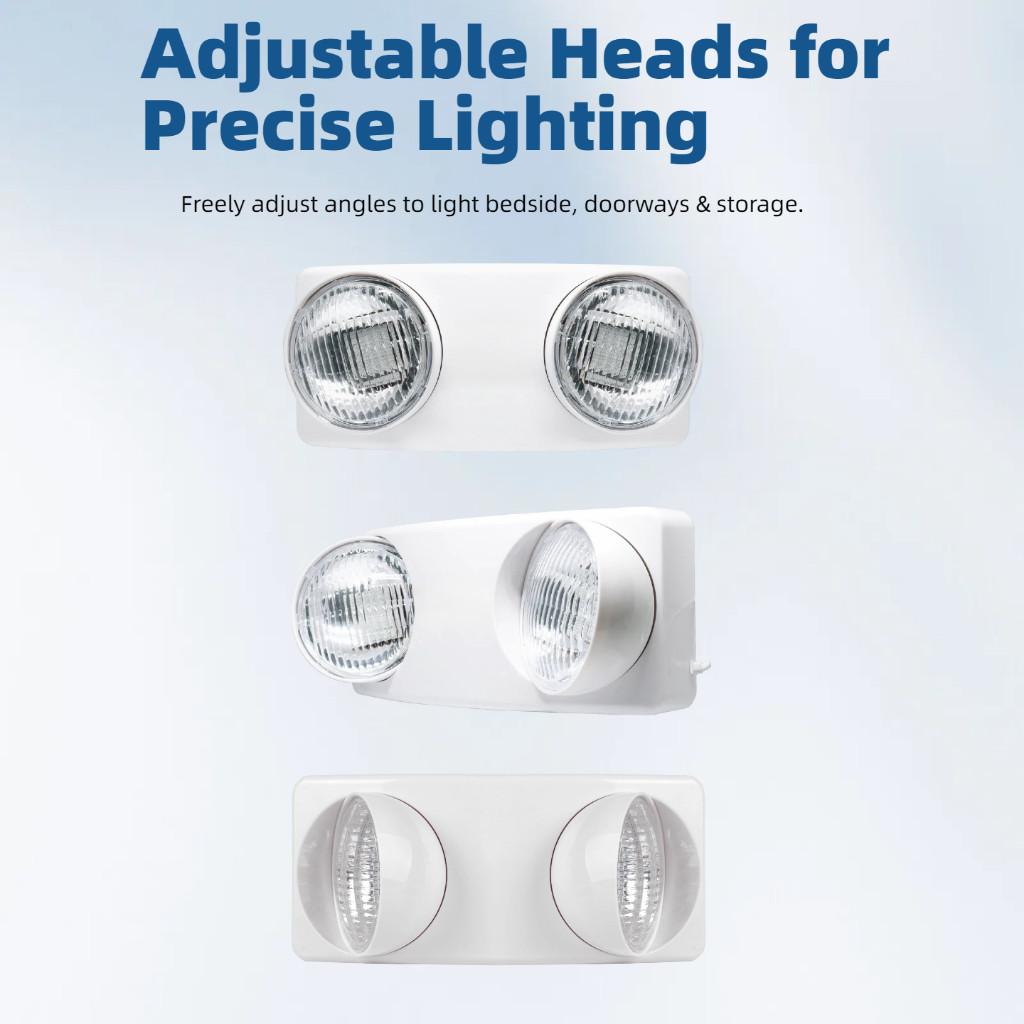 Wall Mounted Dual Head Emergency Light Adjustable Heads Led Lighting Fixtures Rechargeable Auto-On Emergency Lamp