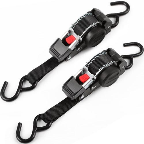 JiiinMiiin Automatic Retractable Ratchet Strap, 3m Long, 2.5cm Wide, Set of 2, GS Certified, Multi-Purpose, for Moving and Transport