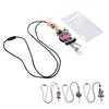 Badge Holder with Lanyard Cartoon Beaded Design Adjustable Nylon Cord Bus Card Holder for Office Sch