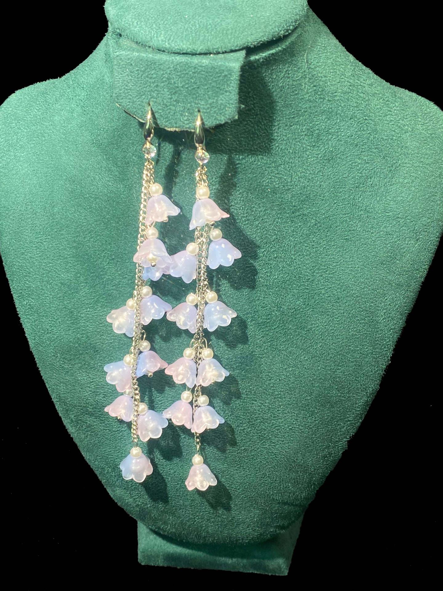 Silver Needle Lily Long Tassel Fairy Fashion Earrings