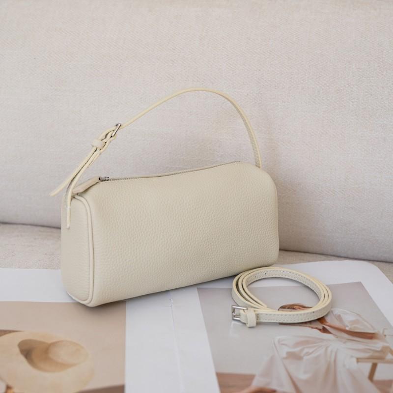 

Soft Leather Single Shoulder Small Square Bag Casual Versatile Crossbody Women s Niche Stylish Texture Underarm Cylindrical белый
