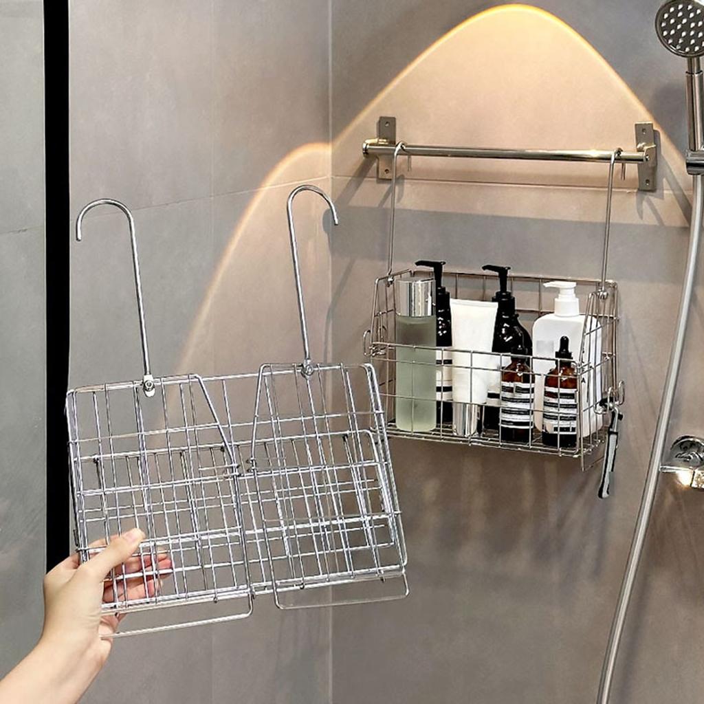 ABBP-Multifunctional Organizer Stainless Steel Storage Basket Portable Bathroom Hanging Shampoo/Toilet Roll Basket