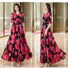 Women's V-neck Ruffle Sleeve Chiffon Dress High Waist Slim Swing Beach Dresses