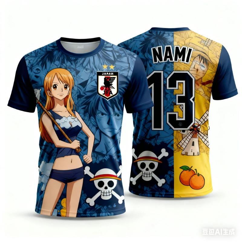 Japan One Piece Luffy Football Jersey Men T-shirt Kids Football Special Jersey Kit Adult Men's/Women's Quick-Drying Sweatshirt