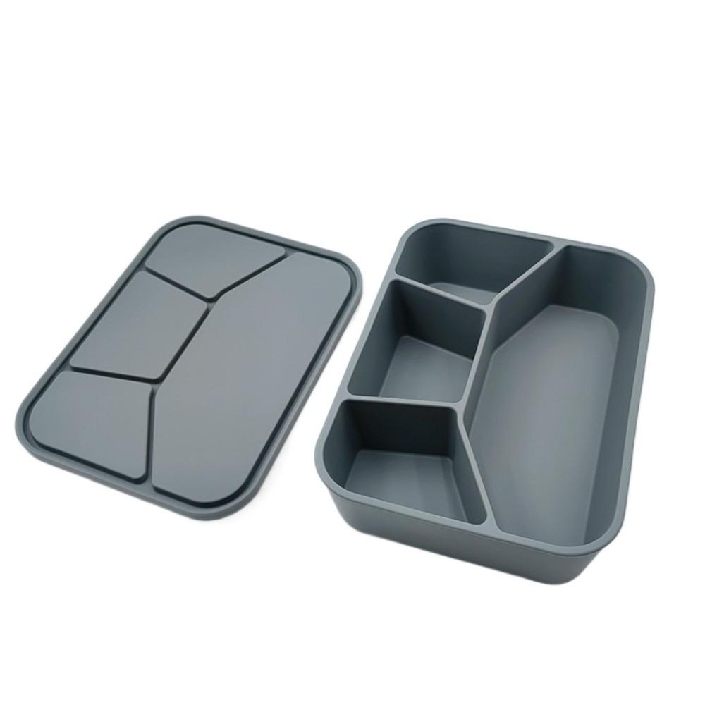 

Microwave Safe Silicone Lunch Box 4 Compartment Fresh-keeping Box Tableware Food Container Student