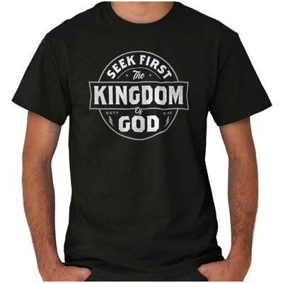Cool Christian Seek First the Kingdom of God Womens or Mens Crewneck 100% Cotton T-shirt Mens Tees Top Tee
