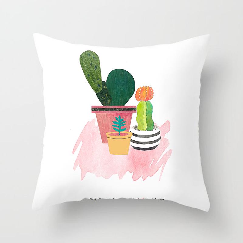 Ins Plant Flower Pillow Digital Printing Car Sofa Cushion Cover Shopee Home Soft Furnishings