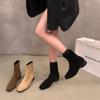 Thick Heel Square Head Korean Small Ankle Boots Women's Shoes 2025 New Spring, Autumn and Winter Velvet Thin Short Boots Martin Boots