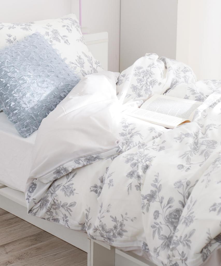 Francfranc Classic Flower Duvet Cover, Single, Gray, Floral Print, Monochrome Gray