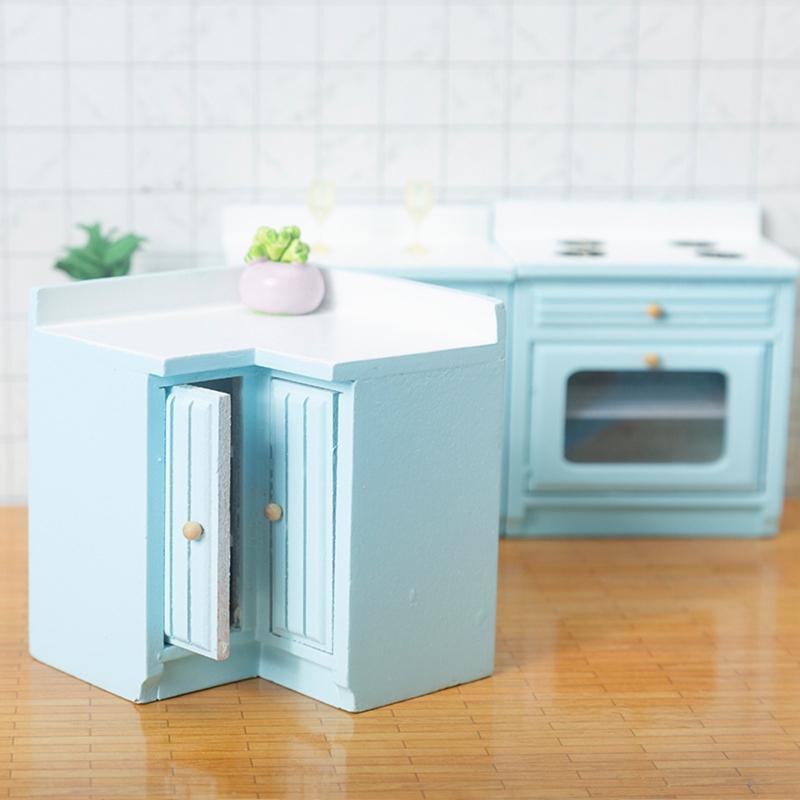3’’ for Doll House Toy Miniature Cooking Cabinet Mini Kitchen Cabinet Dollhouse Accessory Girl’s Pretend for Play Toy Su