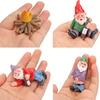 4pcs Fairy Garden Accessories Decorations, Miniature Gardening Gnomes Figurines, Mini Resin Gnome Kit, Micro Landscape Dwarfs
