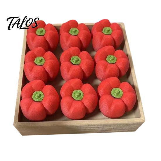 Stress Relief Fidget Toy 3D Printed Fruit Vegetable Clicker, 9-in-1 Tomato Blueberry Pepper Clicker Finger Clicky Button for Relaxation
