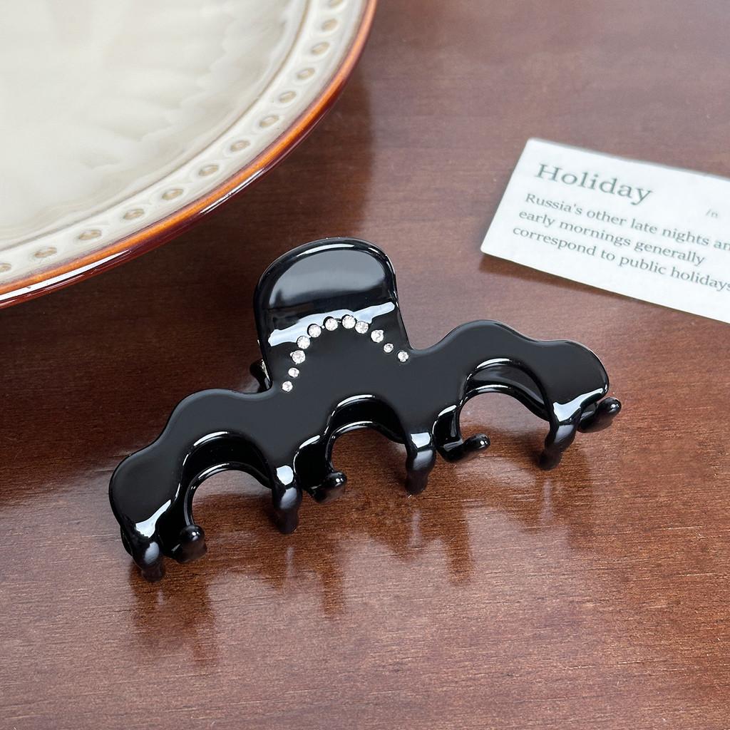 Stylish Korean Acetate Medium Wave Hair Clip With Gemstone Accents For Updos Chic
