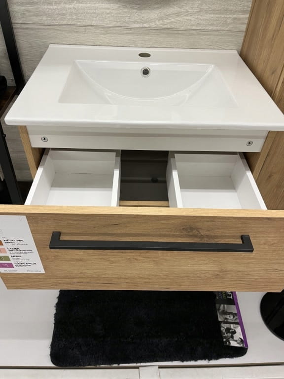 Bathroom Cabinet with Washbasin 50 Cm, Hanging, Craft Oak, Soft-close Pinia