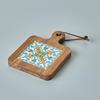 Japanese Solid Wood Floral Tile Heat-Resistant Kitchen Mat - Insulated Pot Holder, Retro Placemat, Casserole Mat, Coaster