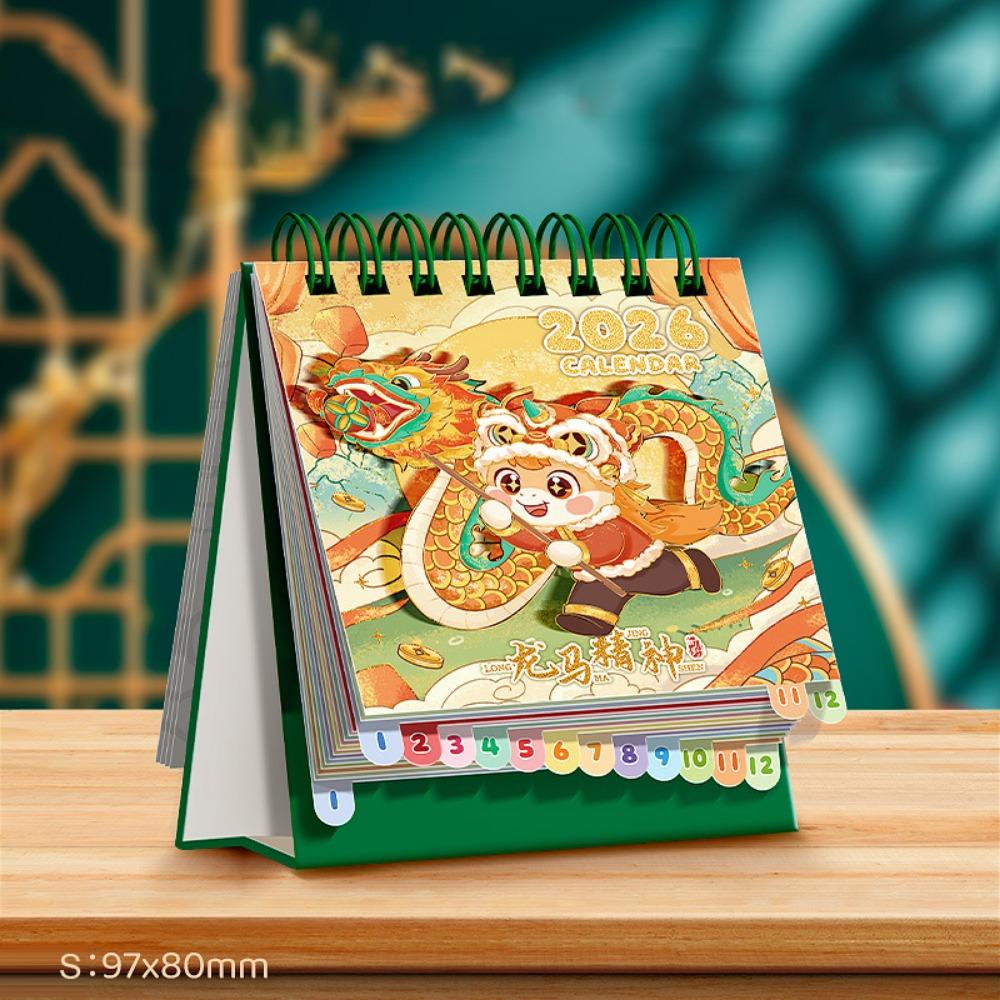 Memo Notes 2026 Desk Calendar One Month to View Coil Binding Tabletop Schedule Cartoon Monthly & Daily Planner Home