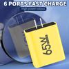 6 Ports USB PD Charger 65W Fast Charging Type C Travel Adapter USB QC 3.0 For iPhone 14 15 Pro Xiaomi 13 Pro Samsung  P60