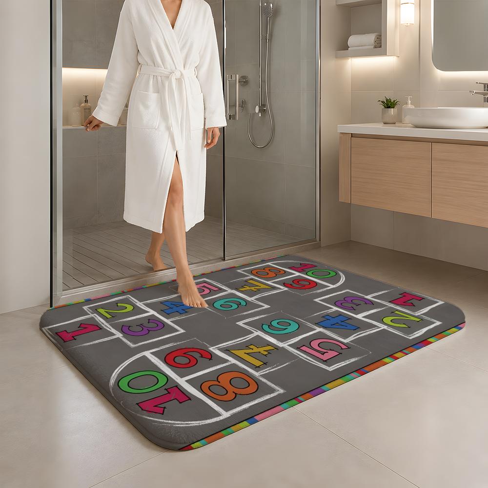 A-Alphabet Hopscotch Play Rug Floor Mat Soft Flannel Non-Slip Rug Washable Floor Mat for Living Room Bedroom Home Decor