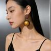 Retro Wooden Black Round Three-dimensional Semi-spherical High-end 2026 Women's Earrings