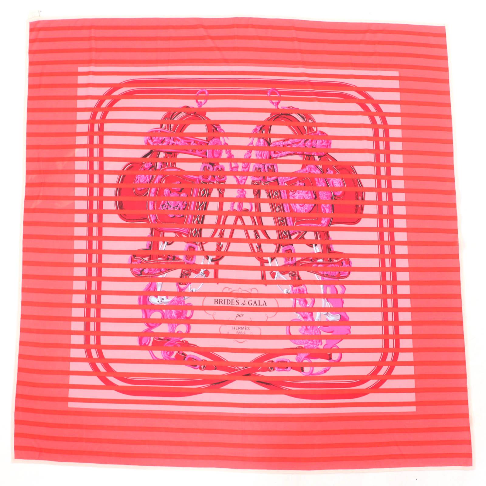 Excellent HERMES scarf BRIDES de GALA Brides for ceremonies Red series silk Used
