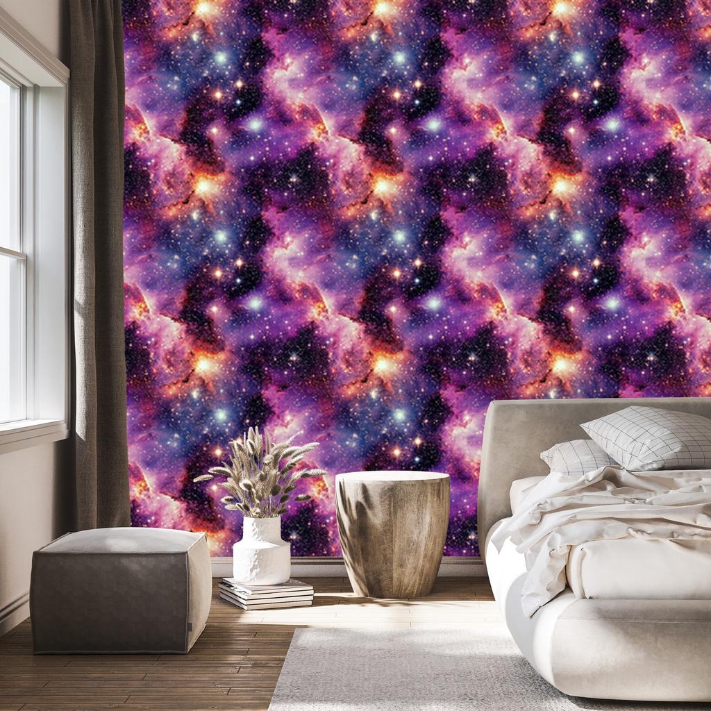 Watercolor Galaxy Wallpaper Purple and Plum for Living Room and Bedroom 50x1000