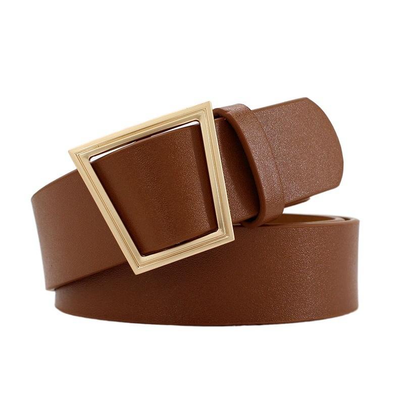 Stylish Retro Triangle Buckle Pu Belt For Women Perfect For Dresses And Casual Outfits