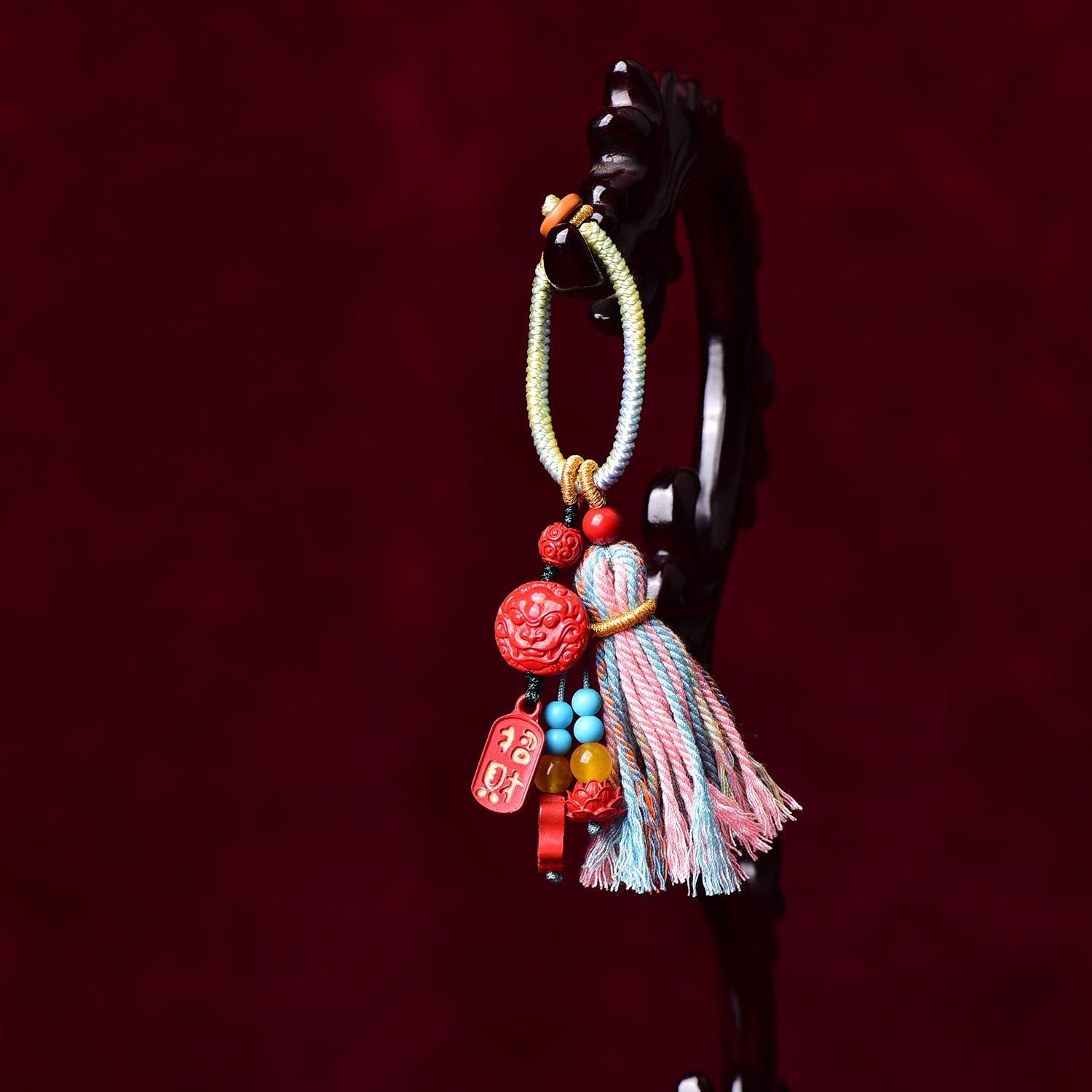 Exquisite Handmade Retro Cinnabar Pixiu Bag Charms High-Content Authentic Cinnabar