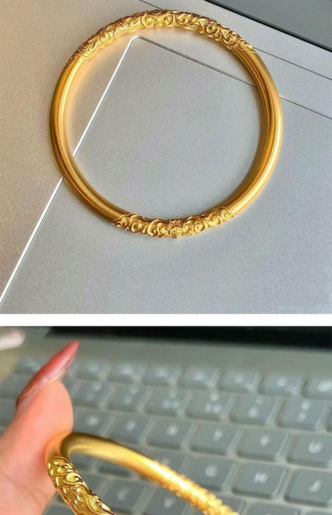 Elegant Coiled Grass Pattern Bracelet: Colorfast, High-End Chinese Style, Perfect Simple Gift for Weddings or Birthdays.