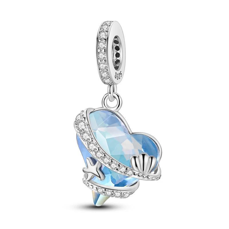 Seastar Turtle Ship Mermaid Ocean Series Pendant Fit Charm Copper Bracelet Diy Women Jewelry Gift Boutique Charms