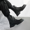 British soft leather black Martin boots men's high-top thick-soled heightening Korean version leather boots trendy men's autumn tooling locomotive boo