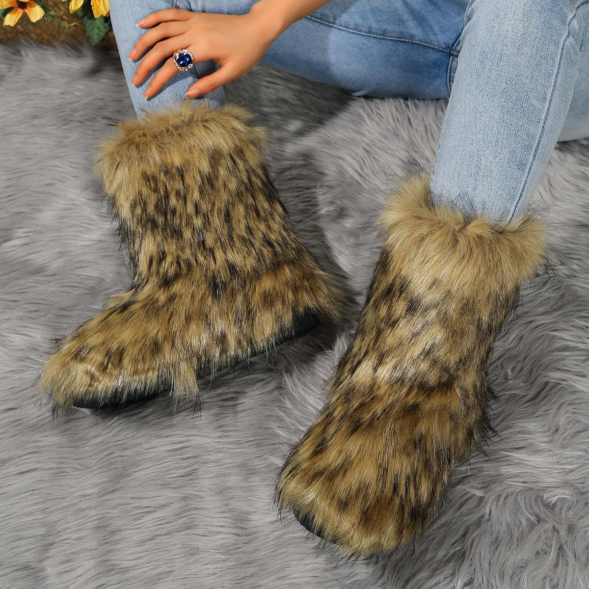 

Модные новые зимние меховые цельные женские зимние сапоги из меха енота, меховые ботинки для улицы, сапоги средней длины 43