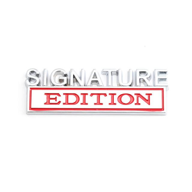 1Pc 3D Metal SIGNATURE Edition Logo Car Front Grille Badge Side Fender Rear Trunk Emblem Sticker Decal