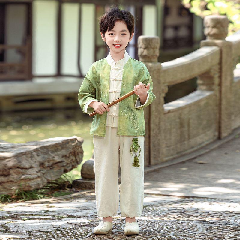 Kids' Tang Suit Hanfu Costume Set - Boys & Girls Ancient Spring/Autumn Style