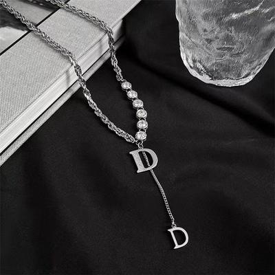 D Letter Pendant Necklace Winter Sweater Chain Long Chain Necklace  Jewelry For Woman Girls Party Gift