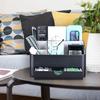 KINGFOM Desk Organizer with Drawer, Multifunctional Pen Holder for Desk, Desk Organizer and Accessories for Home Office, 5 Compartments (Black)