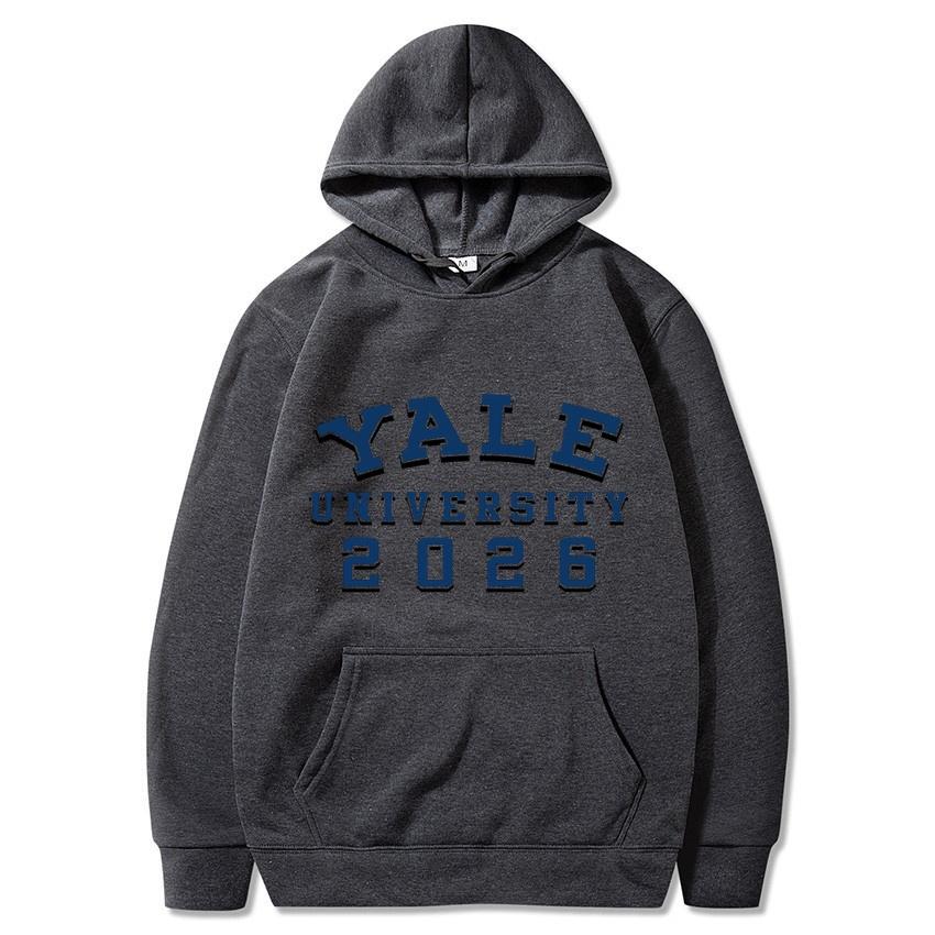 Yale University School Uniform for Autumn and Winter  Classic Solid Color Hoodie Daily Casual Fashion Long Sleeve Warm Hoodie