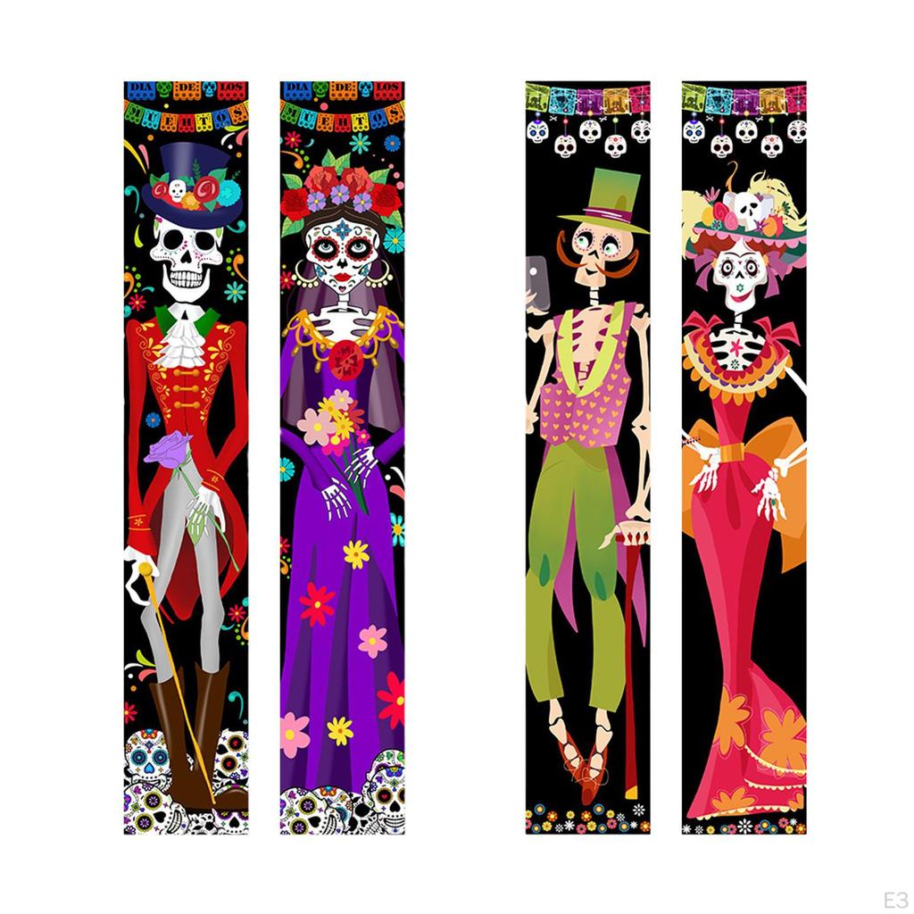Halloween Banner Skeleton Couple Couples Hanging Durable Reusable Outdoor Flag for Event Supplies