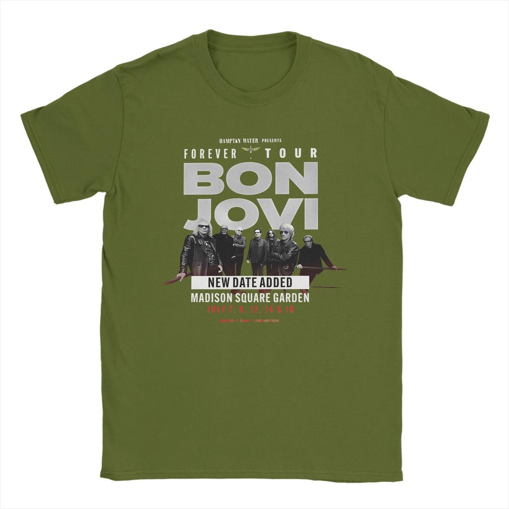 Herren Bon Jovi Forever Tour 2026 Musik T-Shirt Baumwolle Kleidung Humor Kurzarm Rundhals T-Shirt Geschenkidee T-Shirt