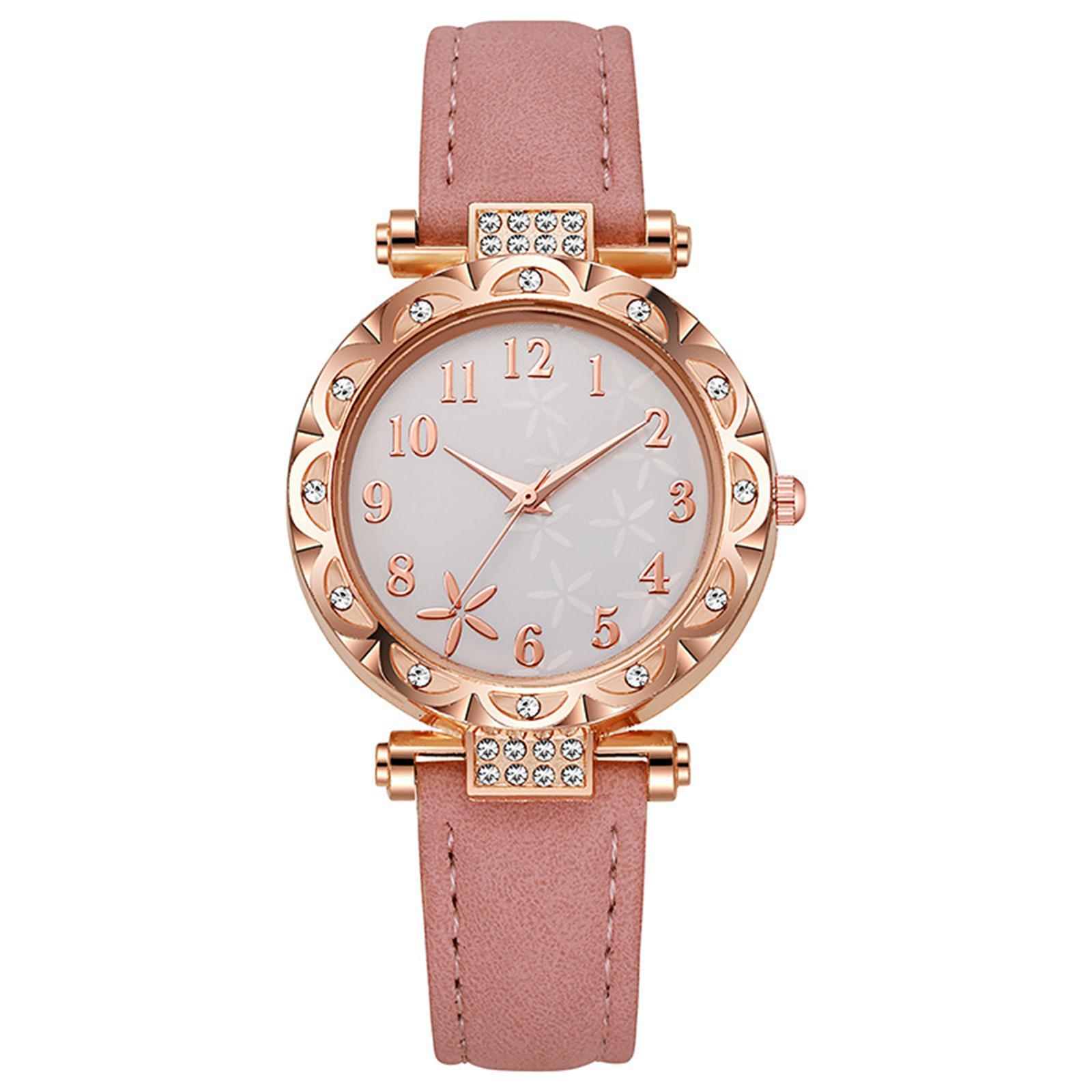 

Женские модные кожаные часы One Size розовый