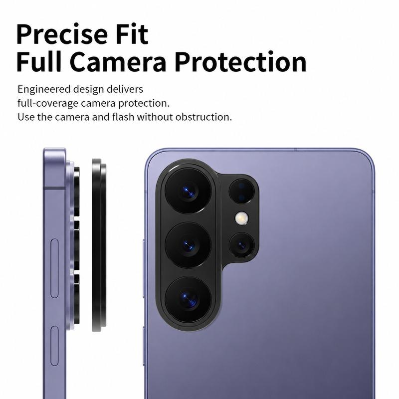 Custom Fit Samsung S26 Lens Shield Hollow Metal Frame Camera Ring Film S26 Ultra Integrated Matte Lens Guard Anti-Scratch Camera