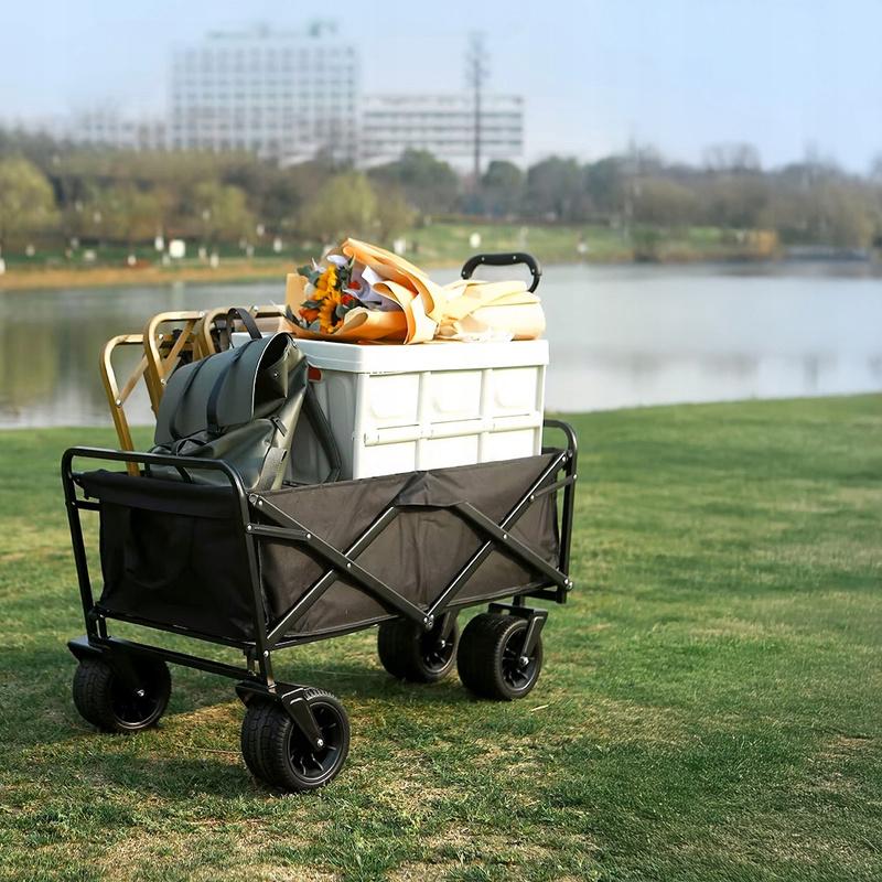 Large Foldable Beach Travel Cart with Trailer 120L