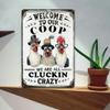 Farmhouse Chicken Coop Sign Vintage Wall Art Rooster Hens Metal Plaque Rustic Welcome Decor