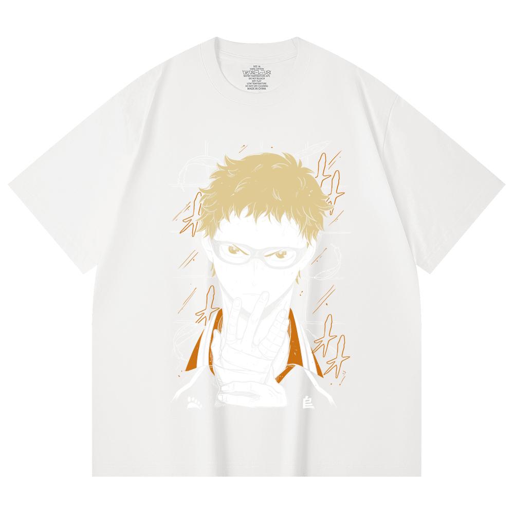 230 Gsm 100% Cotton Haikyu V4 Tsukki Print Unisex Heavy Cotton T Shirt