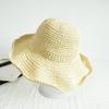 Damen Handgeflochtener Stroh-Sonnenhut Faltbar Große Breite Krempe Atmungsaktiv Häkel-Strandhut Für Sommer Outdoor Reisen Und Lässige Tägliche Kleidung