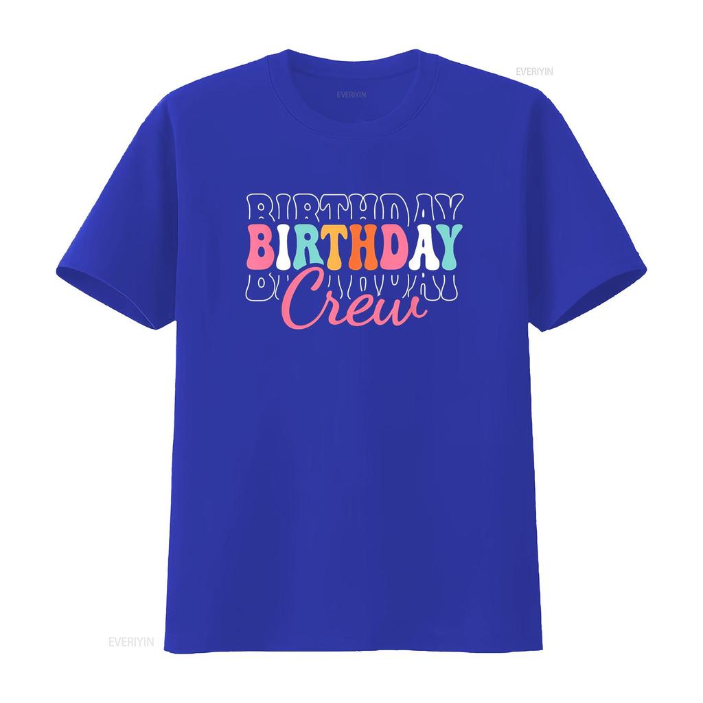 Birthday Crew Bday Groovy T Shirt vintage Washed streetwear Stylish Stretched homme designer clothes Casual Comfortable