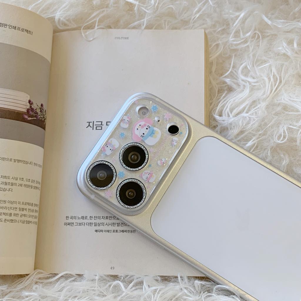 Korean INS Style Cartoon Animation Glitter Bling Camera Protector For IPhone 17 16 15 14 Pro Max Cap Kitty Lens Glass Screen Film Anti-Drop Armor