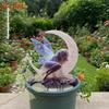 2D Flat Acrylic Moon Fairy Garden Stake Wooden Sign, Outdoor Gardens and Potted Landscapes Signs, Suitable for Wall Decoration, Porch, Room, Villa, Ac