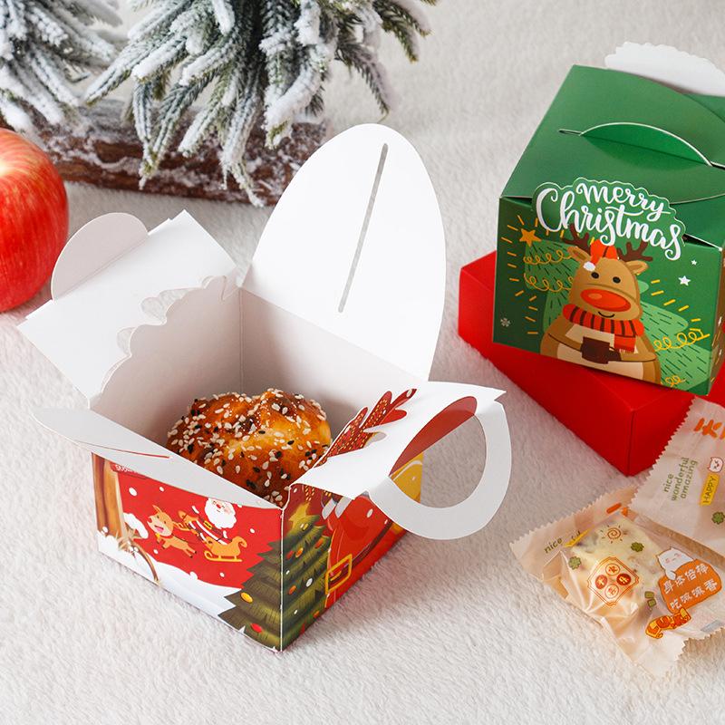 Christmas Hand-held Rope Apple Candy Packaging Box, Christmas Eve Peace Fruit Biscuit Creative Gift Baking Paper Box
