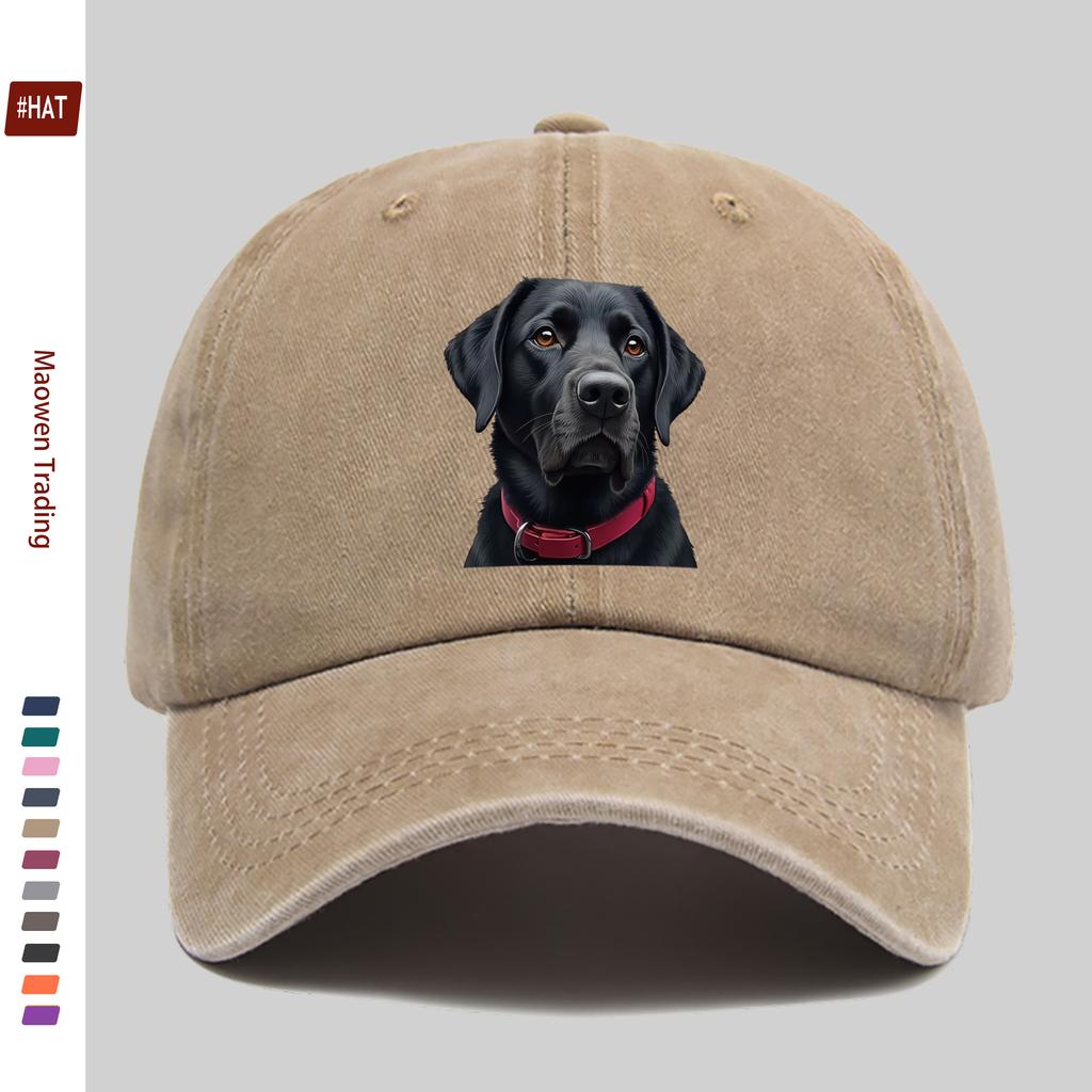 Pc Majestätischer Schwarzer Labrador Hund Druck Baseballkappe Mit Charmanten Augen Und Lebhaftem Roten Halsband Haustier Druck Design Dekorativ